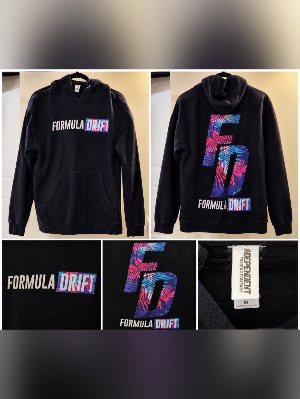 Formula Drift Black Zip-Up Hoodie with Colorful FD Logo